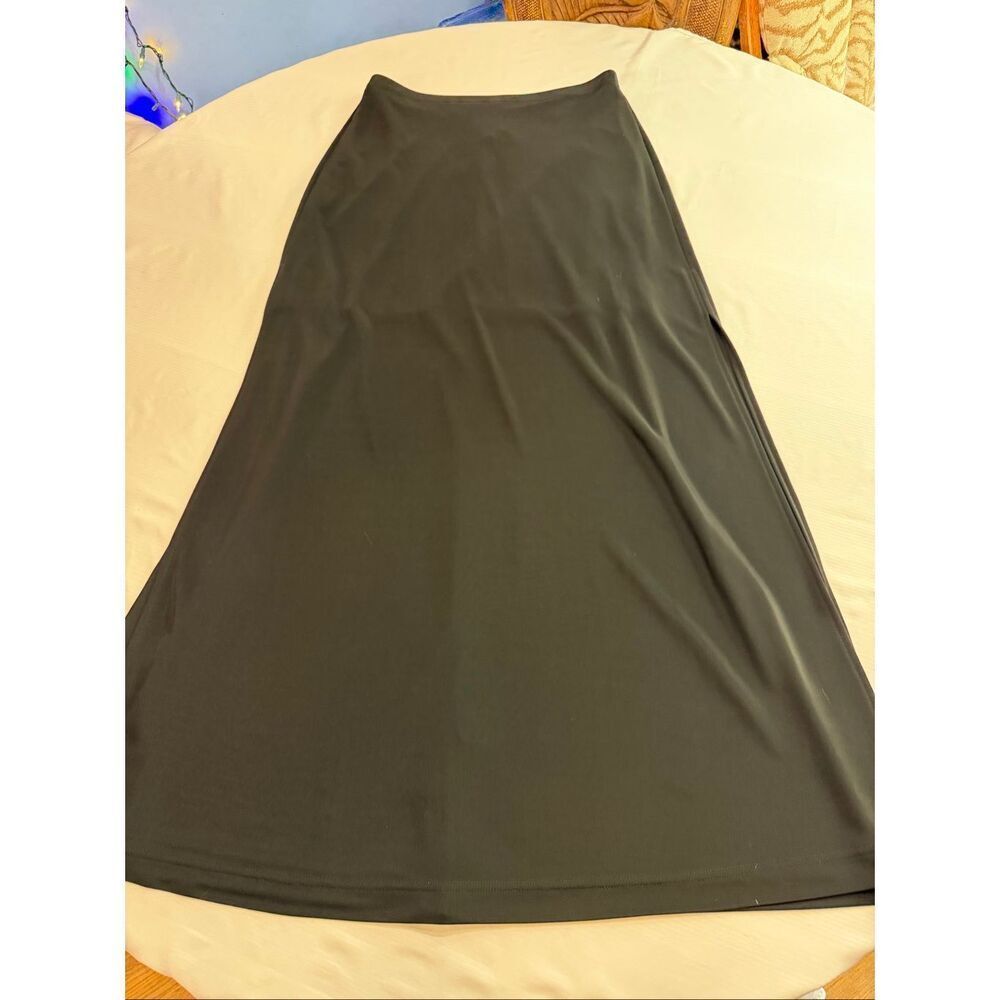 Tadashi Black Maxi Skirt XL Long A-Line Stretch Evening Formal Minimalist VTG